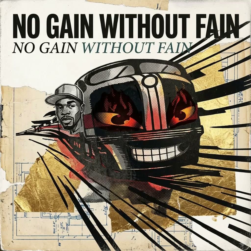 No Gain Without Fain branded train artwork used for a video and brand theme